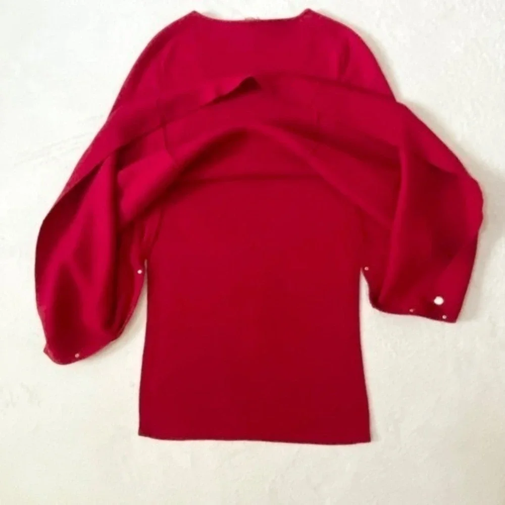 Chico's Women's Draped Luxe Red‎ Poncho Cape Sweater OS